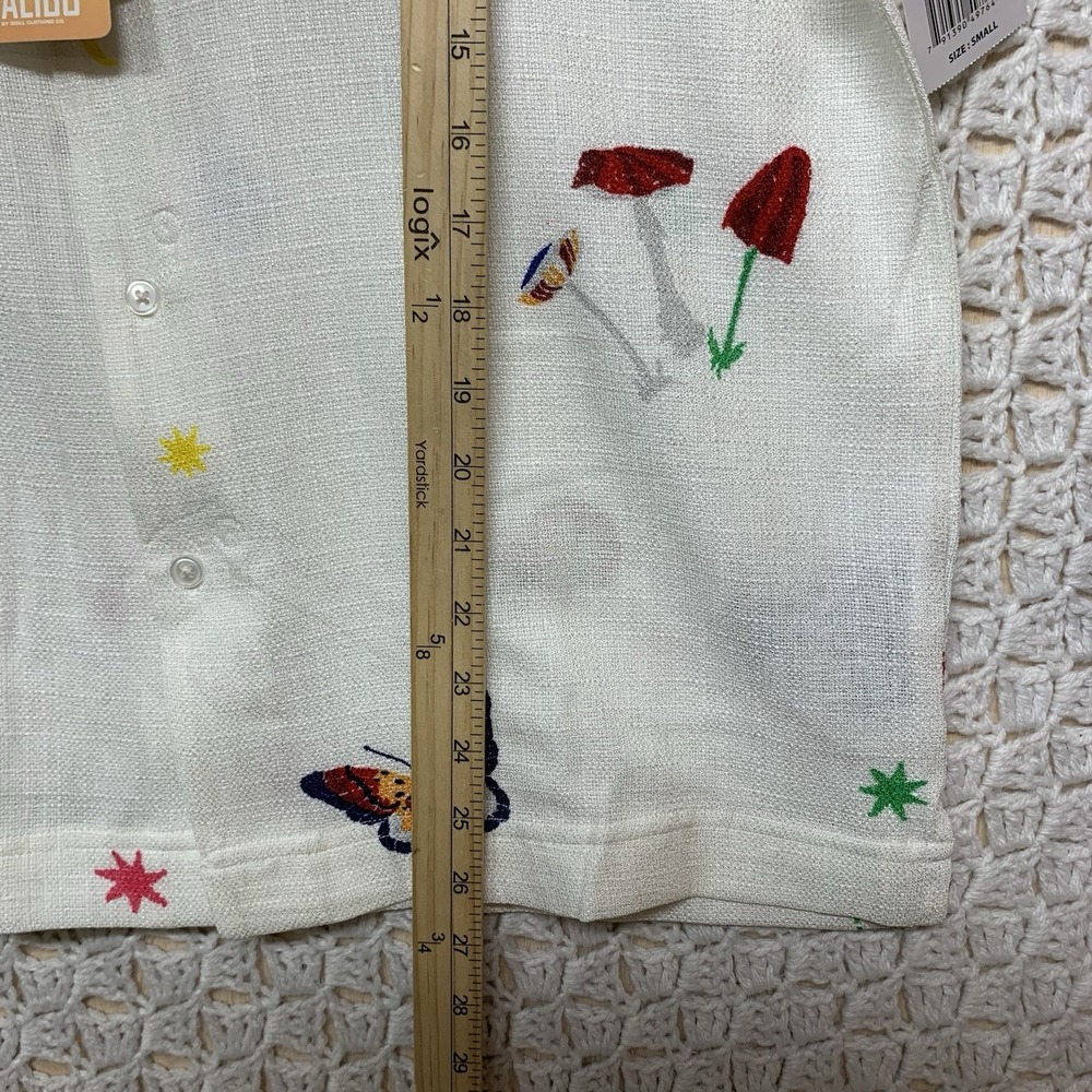 Malibu By Drill Clothing CO. Shirt Mens Small Ecru Button Up Lightweight Beach - Picture 7 of 11